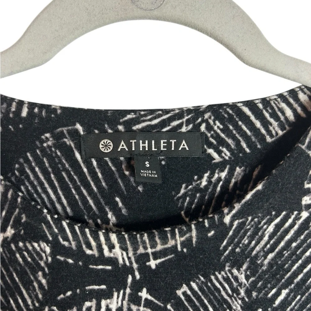 Athleta Black Palm Leaf Santorini Printed High Neck Dress Modal Blend Womens Sml